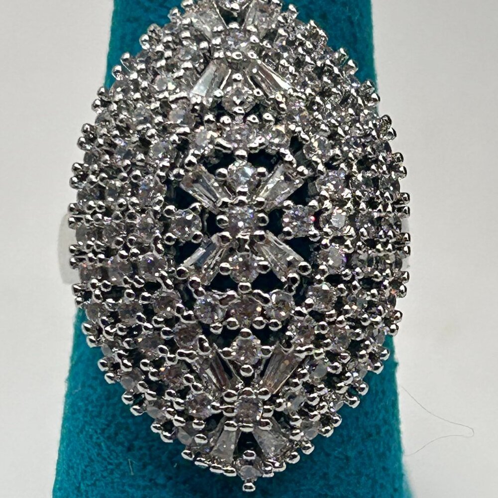 NEW Simulated Diamond Adjustable Ring in Silvertone (Size 6.5-9) 2.00 tcw